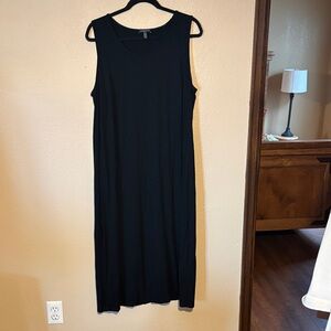 Eileen Fisher Classic Black Sleeveless Midi Dress
